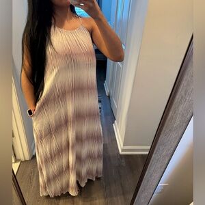 A New Day Purple and White Pleated Maxi Skirt with pockets